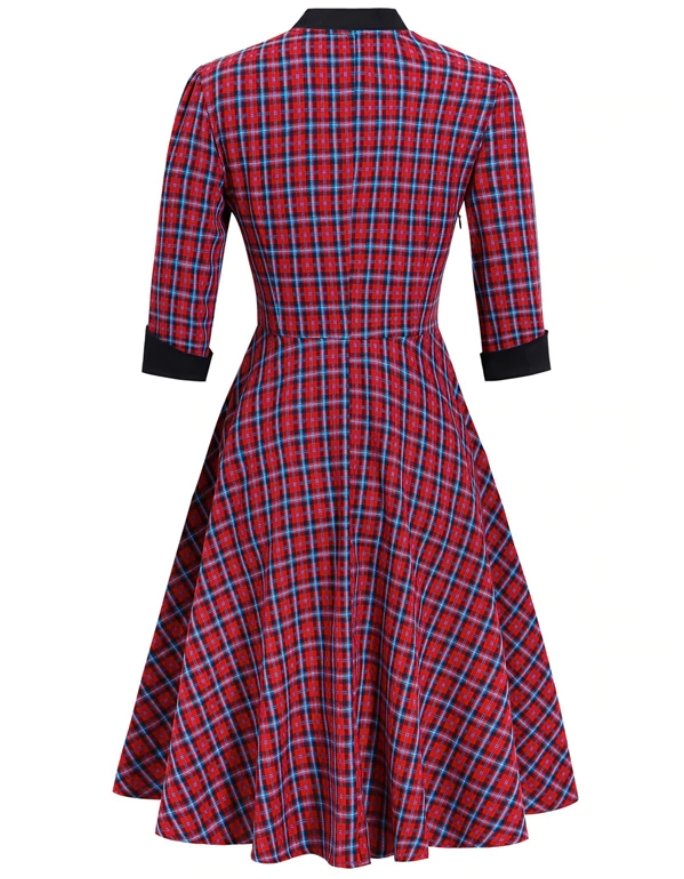 Vestido Vintage De Tartán Rojo