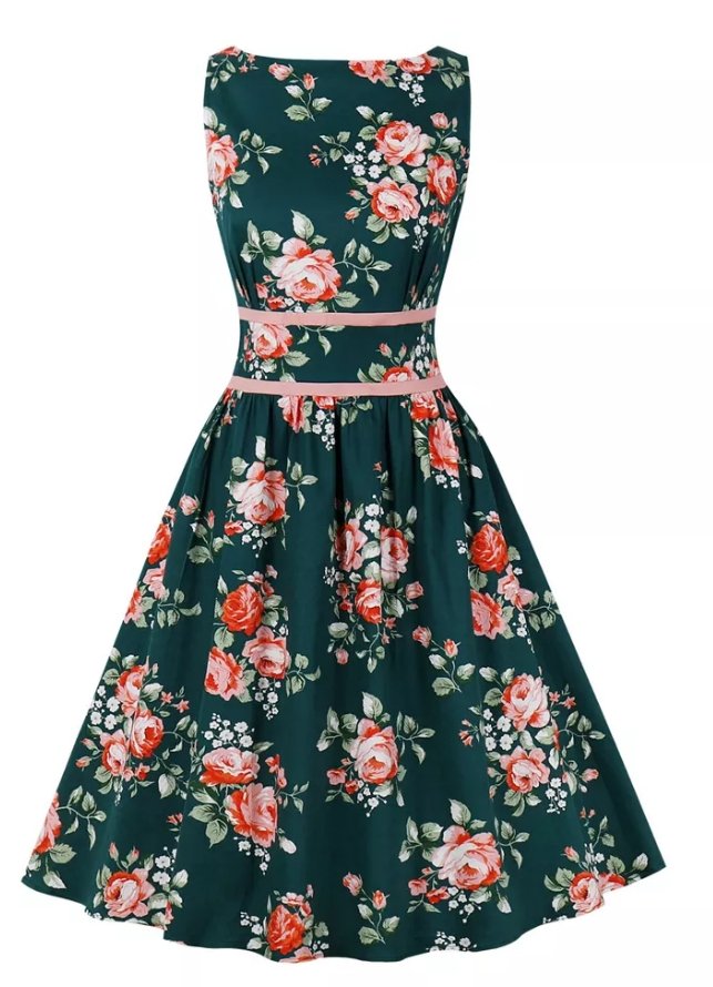 Vestido Vintage Plisado Floral