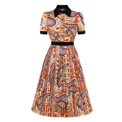 Vestido Vintage Plisado Naranja