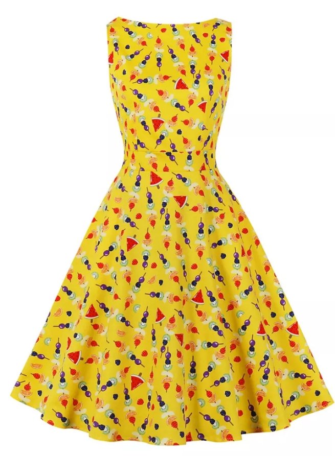 Vestido Vintage Con Bolsillos Laterales