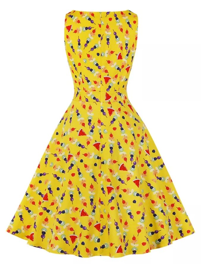 Vestido Vintage Con Bolsillos Laterales