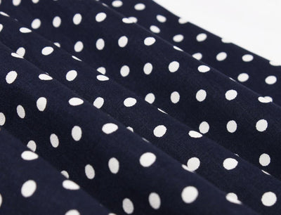 Vestido Vintage A Lunares Azul Marino
