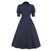 Vestido Vintage A Lunares Azul Marino