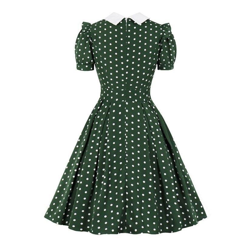 Vestido Vintage De Lunares Verde