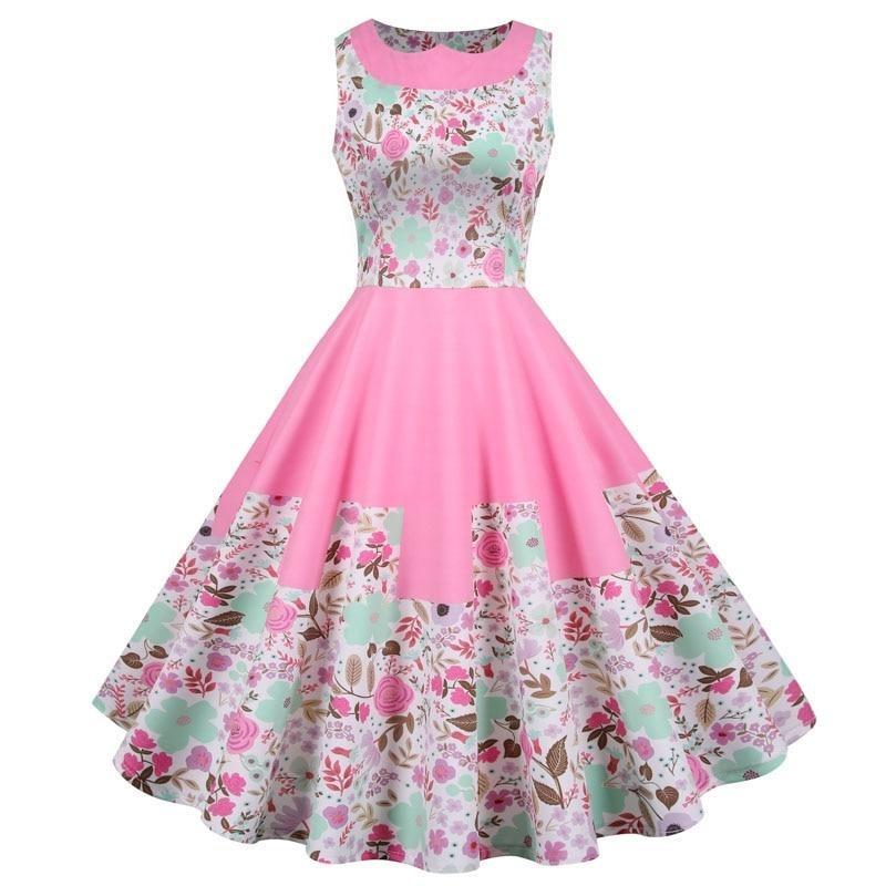 Vestido Vintage Princesa Flores Rosa