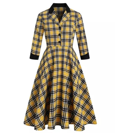 Vestido Vintage De Rayas Amarillas Y Negras
