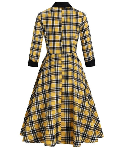 Vestido Vintage De Rayas Amarillas Y Negras
