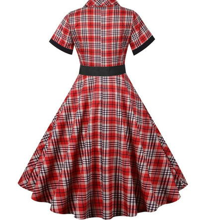 Vestido Vintage Rayas Rojas Y Negras