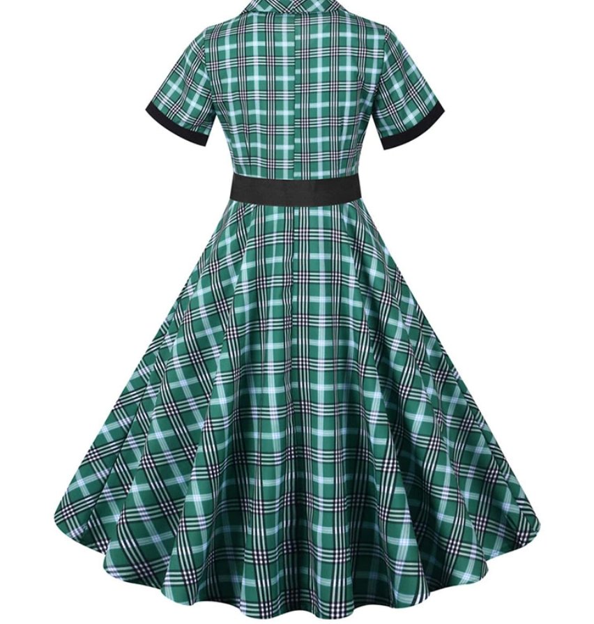 Vestido Vintage Rayas Verdes Y Negras