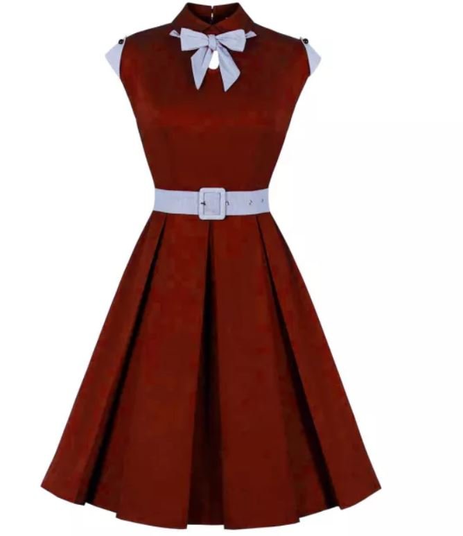 Vestido Rockabilly Vintage 50s Burdeos