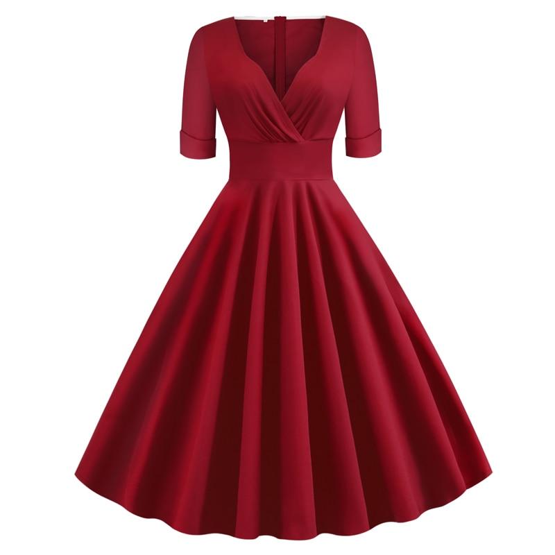 Vestido Vintage 50s Rockabilly Carmín