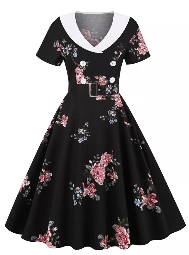 Vestido Vintage 50s Rockabilly Flores