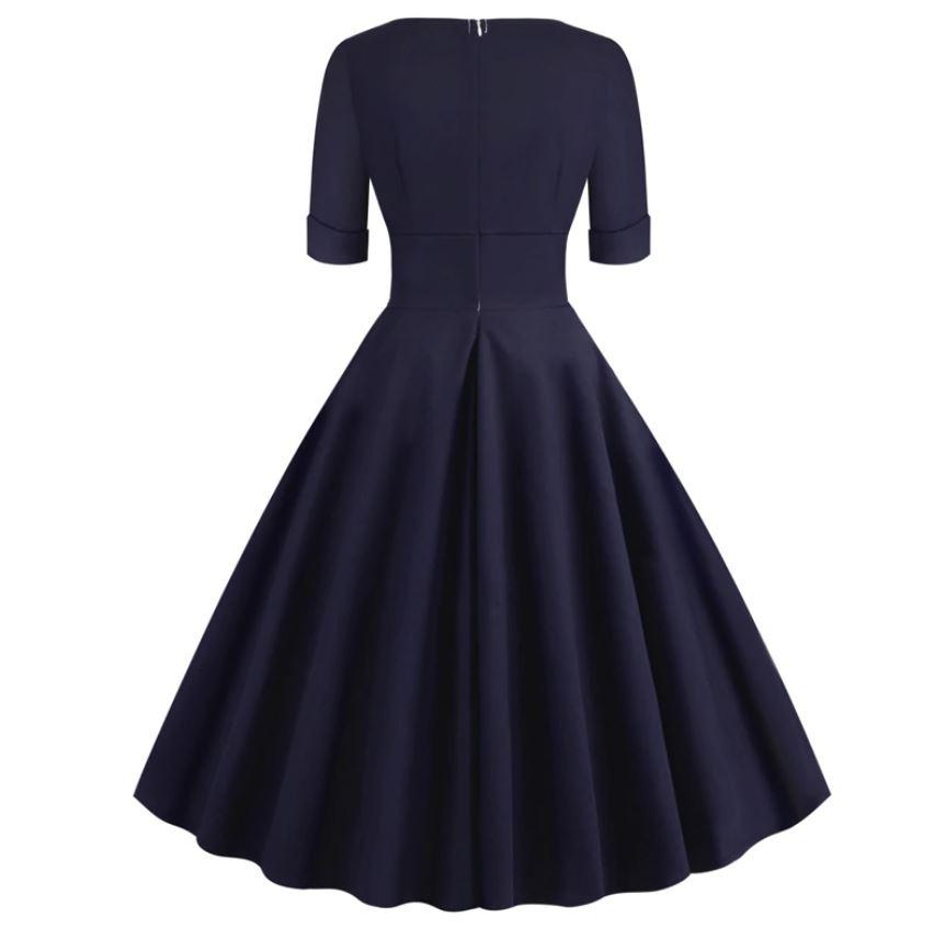 Vestido Rockabilly Vintage 50s Azul Marino