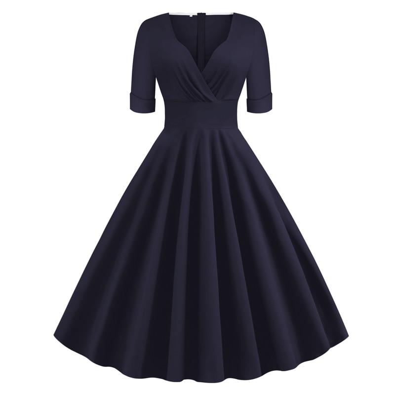 Vestido Rockabilly Vintage 50s Azul Marino
