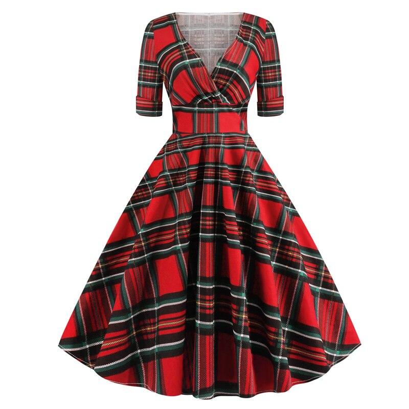 Vestido Vintage Rockabilly 50s Tartán Rojo