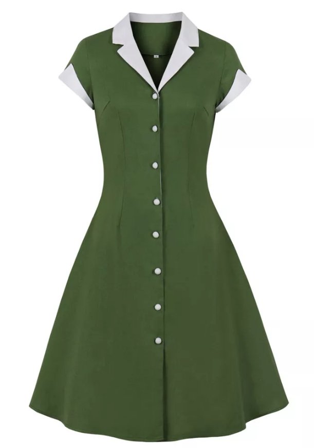 Vestido Rockabilly Vintage 50s Verde