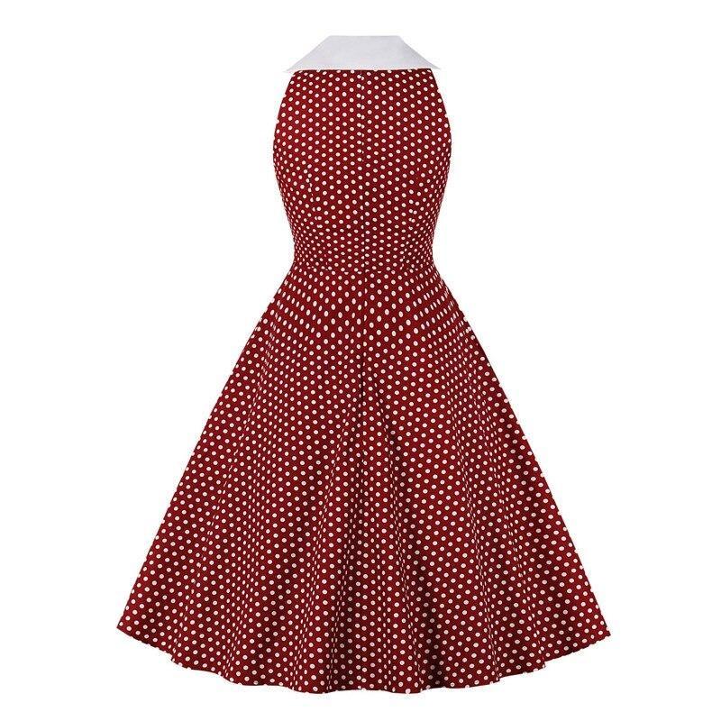 Vestido Rockabilly Vintage Algodón Burdeos