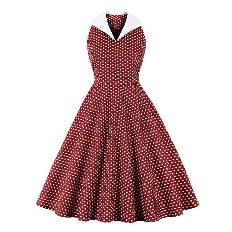 Vestido Rockabilly Vintage Algodón Burdeos