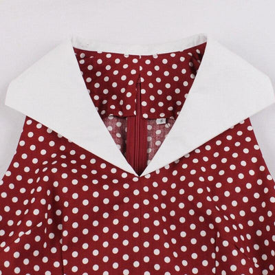 Vestido Rockabilly Vintage Algodón Burdeos
