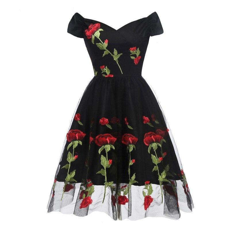 Vestido Vintage Rockabilly Encaje Negro