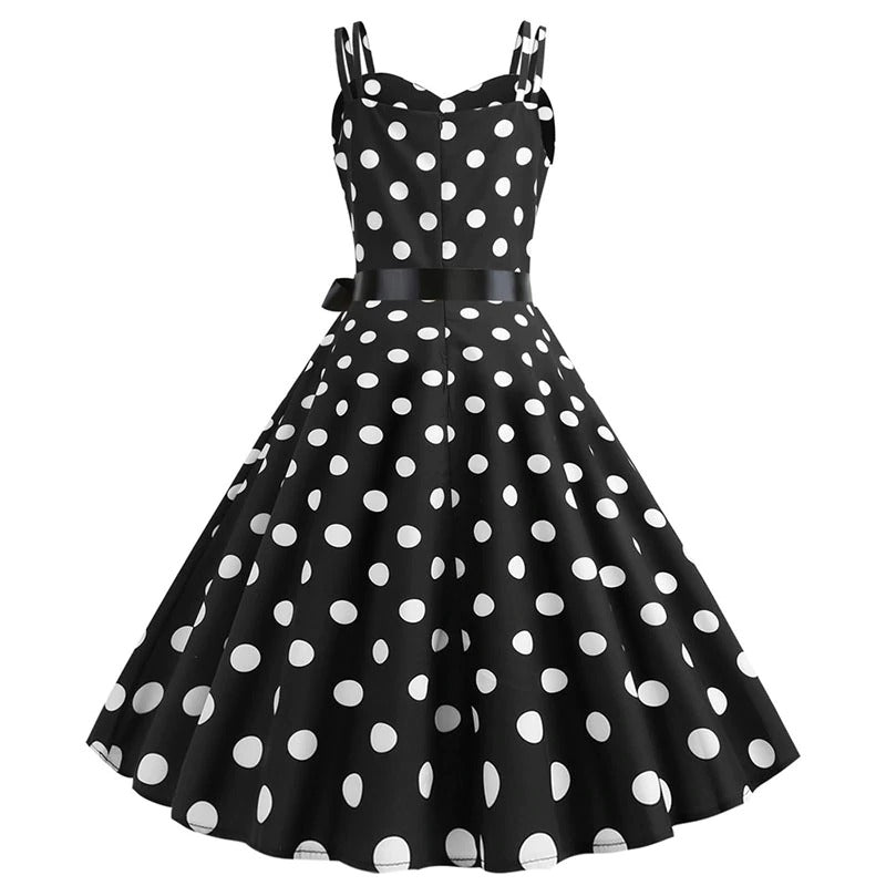 Vestido Rockabilly Vintage Lunares Negro