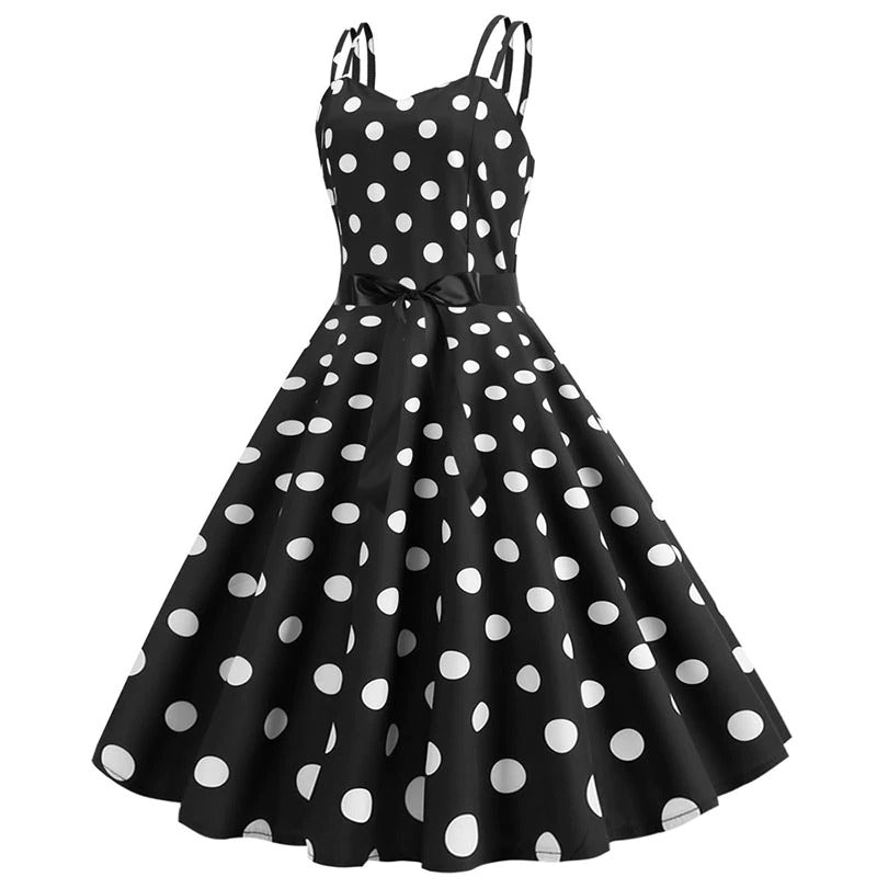 Vestido Rockabilly Vintage Lunares Negro