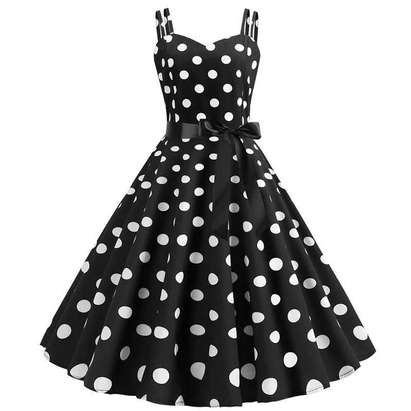 Vestido Rockabilly Vintage Lunares Negro