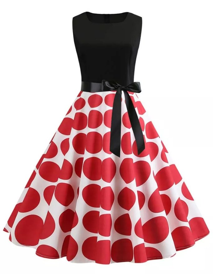 Vestido Rockabilly Vintage Rojo Y Negro