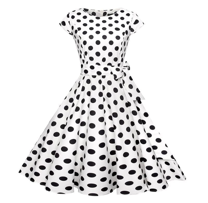 Vestido Vintage Romántico Blanco Negro