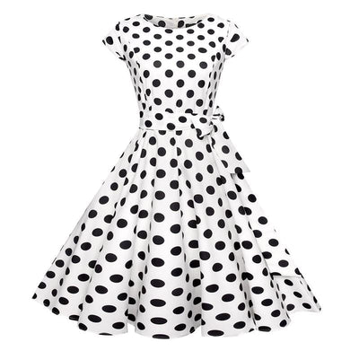 Vestido Vintage Romántico Blanco Negro