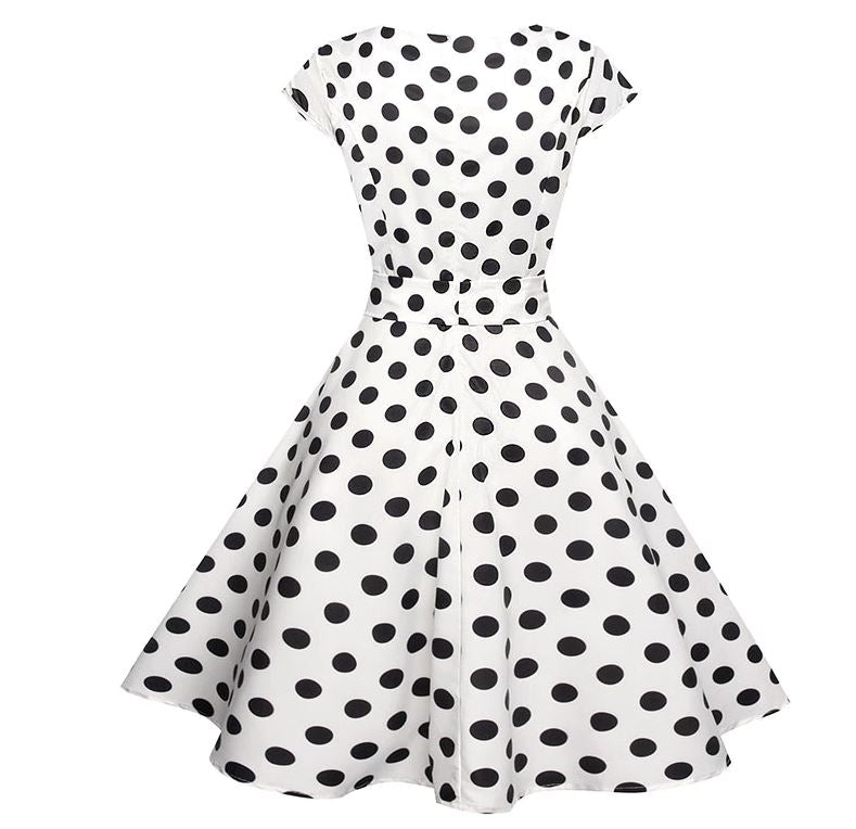 Vestido Vintage Romántico Blanco Negro