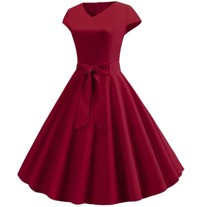 Vestido Vintage Romántico Burdeos