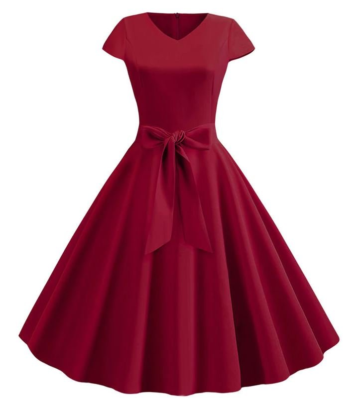 Vestido Vintage Romántico Burdeos