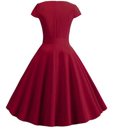 Vestido Vintage Romántico Burdeos