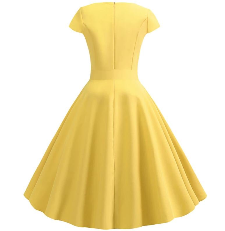 Vestido Vintage Romántico Amarillo