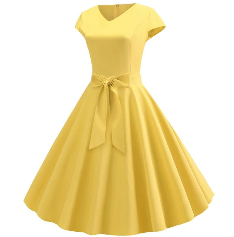 Vestido Vintage Romántico Amarillo