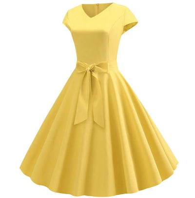 Vestido Vintage Romántico Amarillo