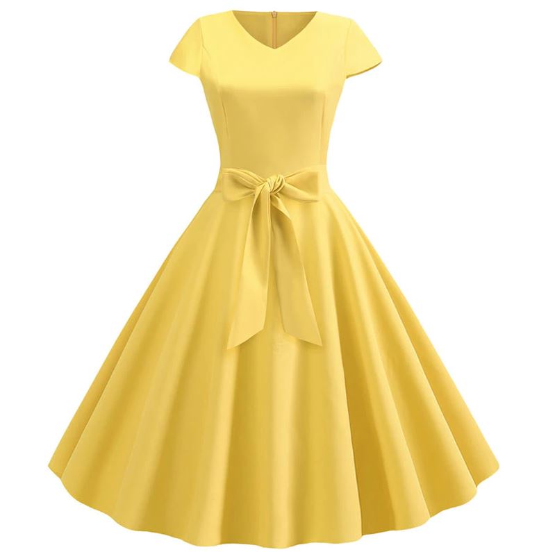 Vestido Vintage Romántico Amarillo