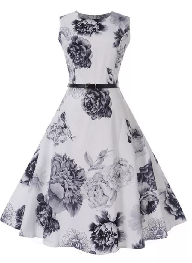 Vestido Vintage Romántico Blanco Marino