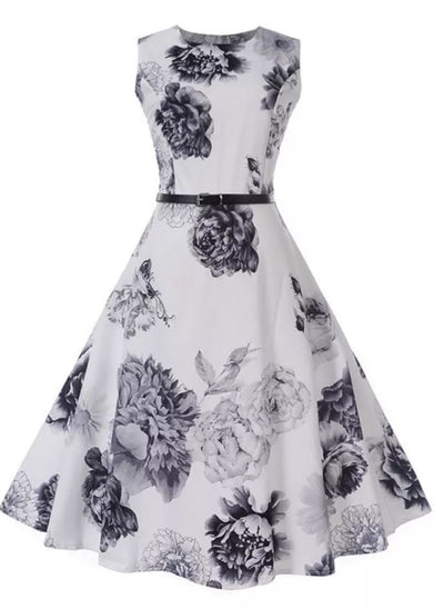 Vestido Vintage Romántico Blanco Marino
