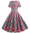 Vestido Vintage Romántico A Cuadros Negro