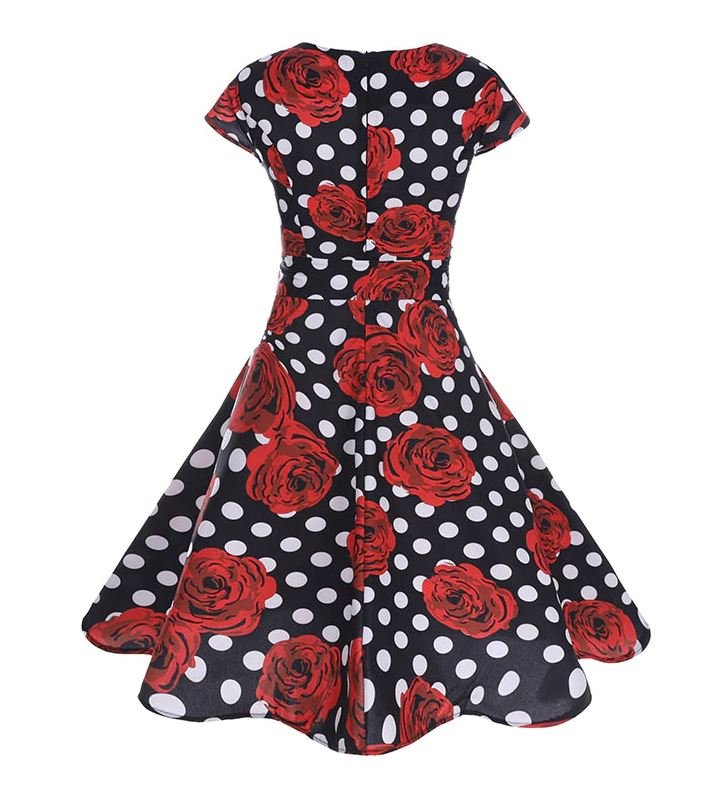 Vestido Vintage Romántico Negro Rojo