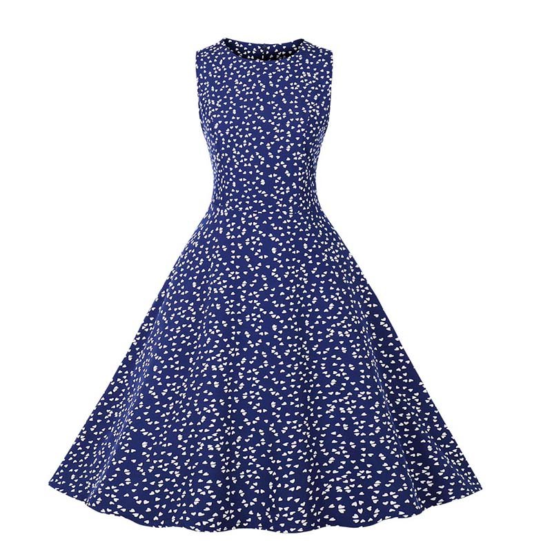 Vestido Vintage Azul Corazones