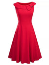 Vestido Rojo Vintage Con Cuello Vuelto