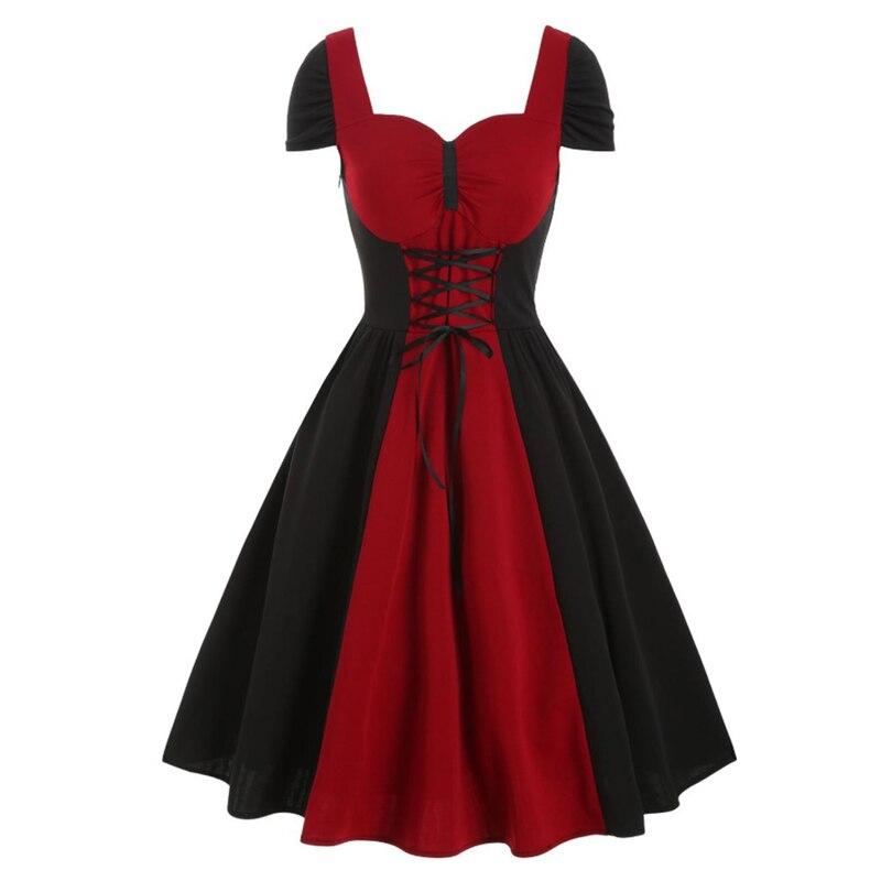Vestido Vintage De Encaje Rojo Y Negro