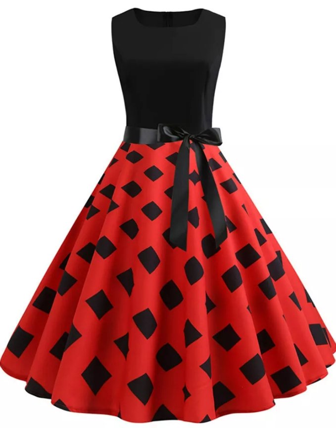 Vestido Vintage Rojo Moderno