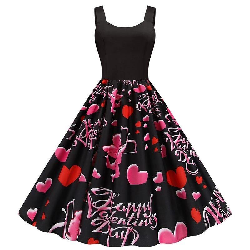 Vestido De San Valentín Vintage Cupido Negro
