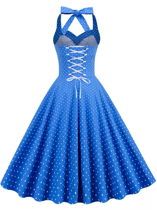 Vestido Pin Up Sexy Vintage Azul