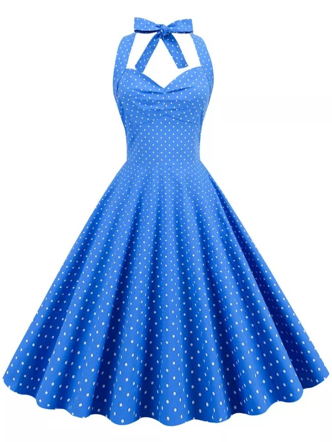 Vestido Pin Up Sexy Vintage Azul