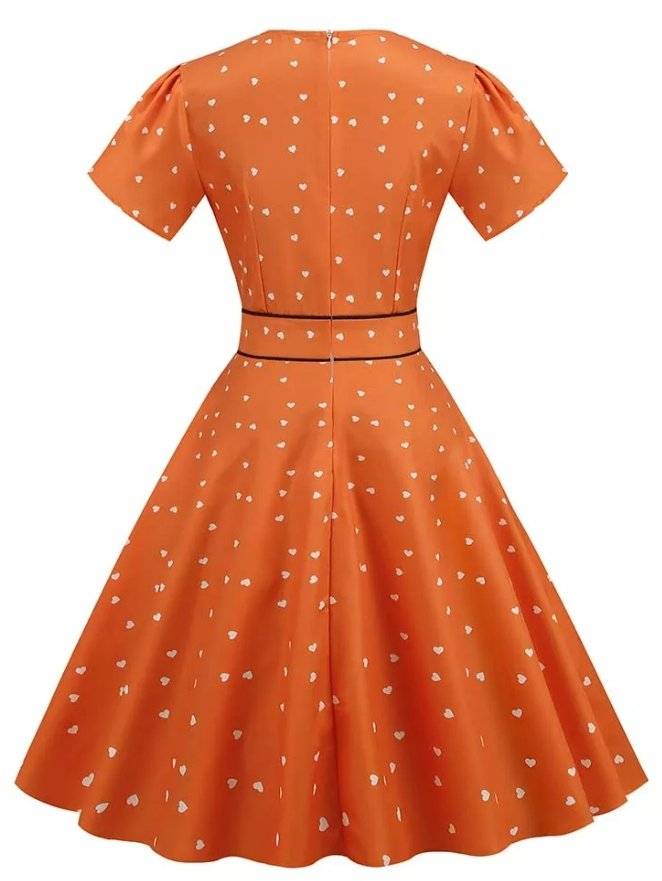 Sexy Pin Up Vestido Vintage Naranja